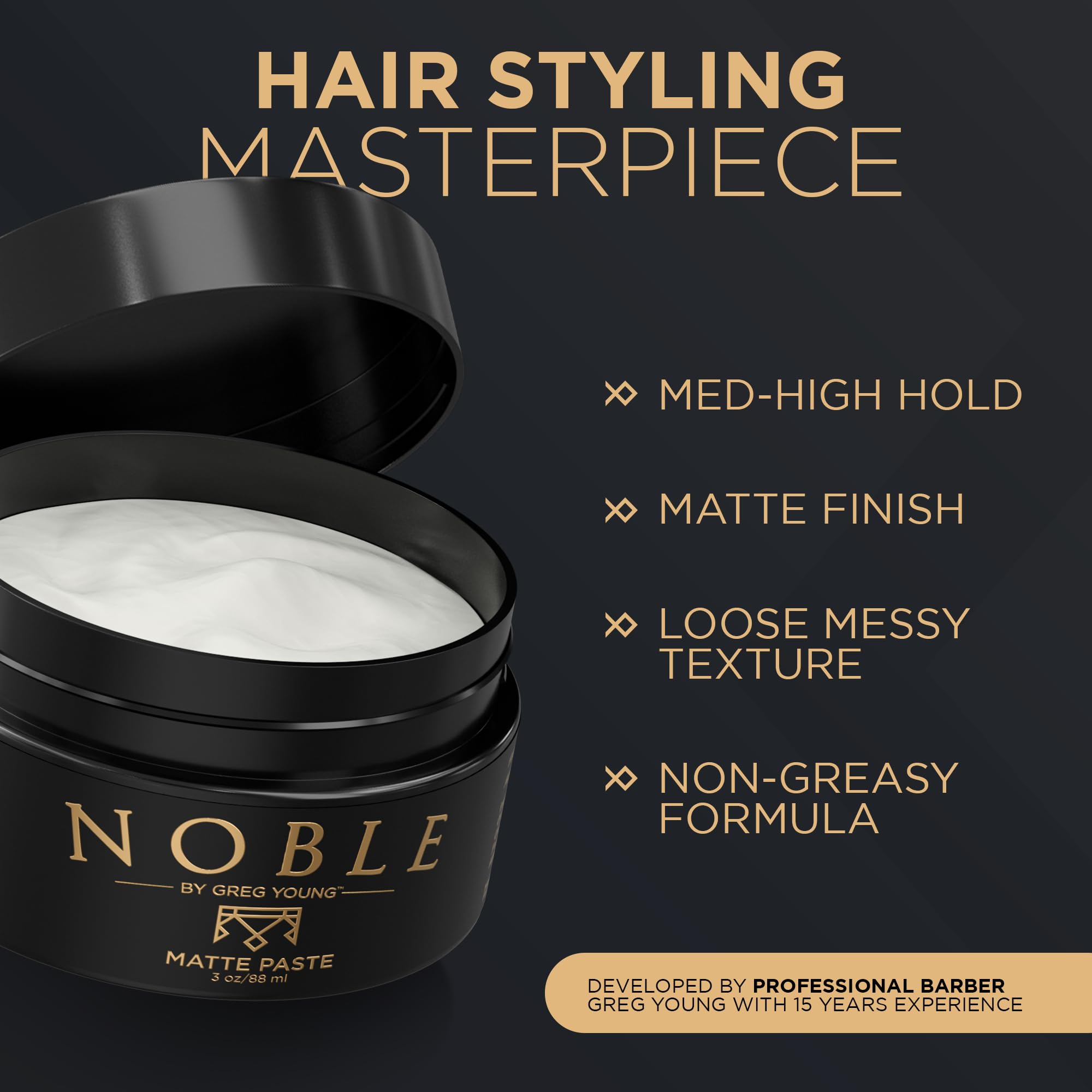 Noble By Greg Young texture and volume matte paste close-up for defined styles