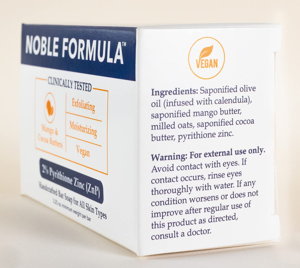 Noble Formula 2% zinc bar soap—foam close-up—rich lather for everyday use.