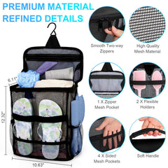 NOBLIGOAL shower caddy elastic bands secure items during travel.