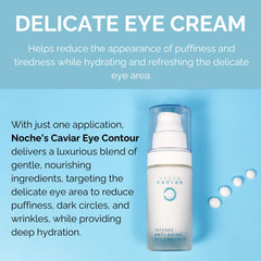 Noche Y Dia Caviar Eye Contour close-up texture suggests smooth under-eye application.