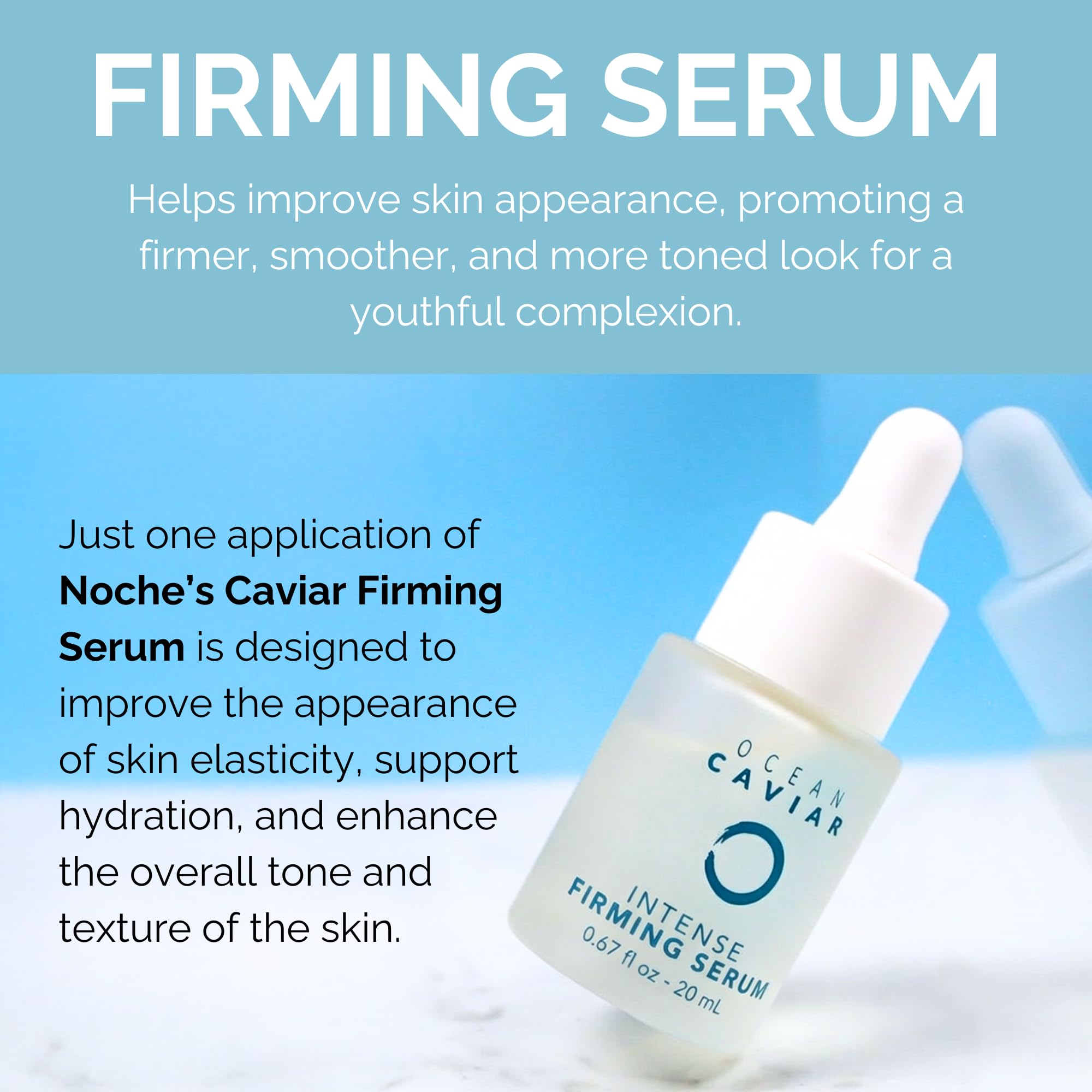 Noche Y Dia Caviar Serum application on skin for smoothing
