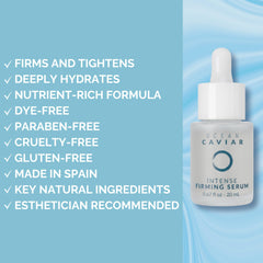 Noche Y Dia Caviar Intense Firming Serum ingredient blend display nourishes skin