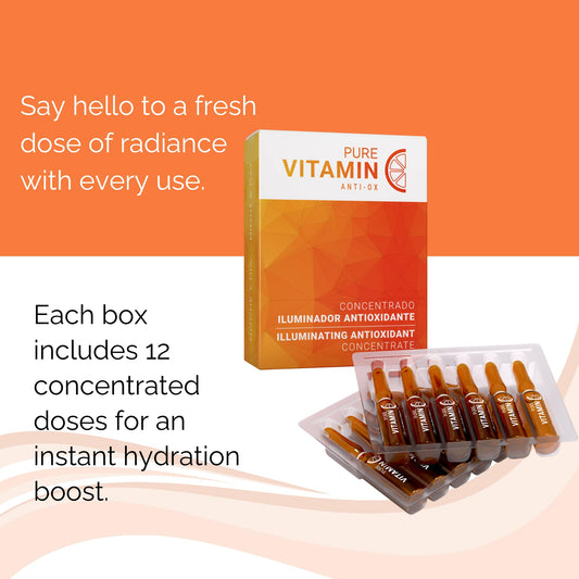 Noche Y Dia Vitamin C Ampoule Oil vials close-up shows stabilized vitamin C.