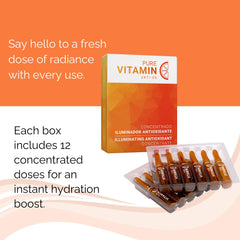 Noche Y Dia Vitamin C Ampoule Oil vials close-up shows stabilized vitamin C.