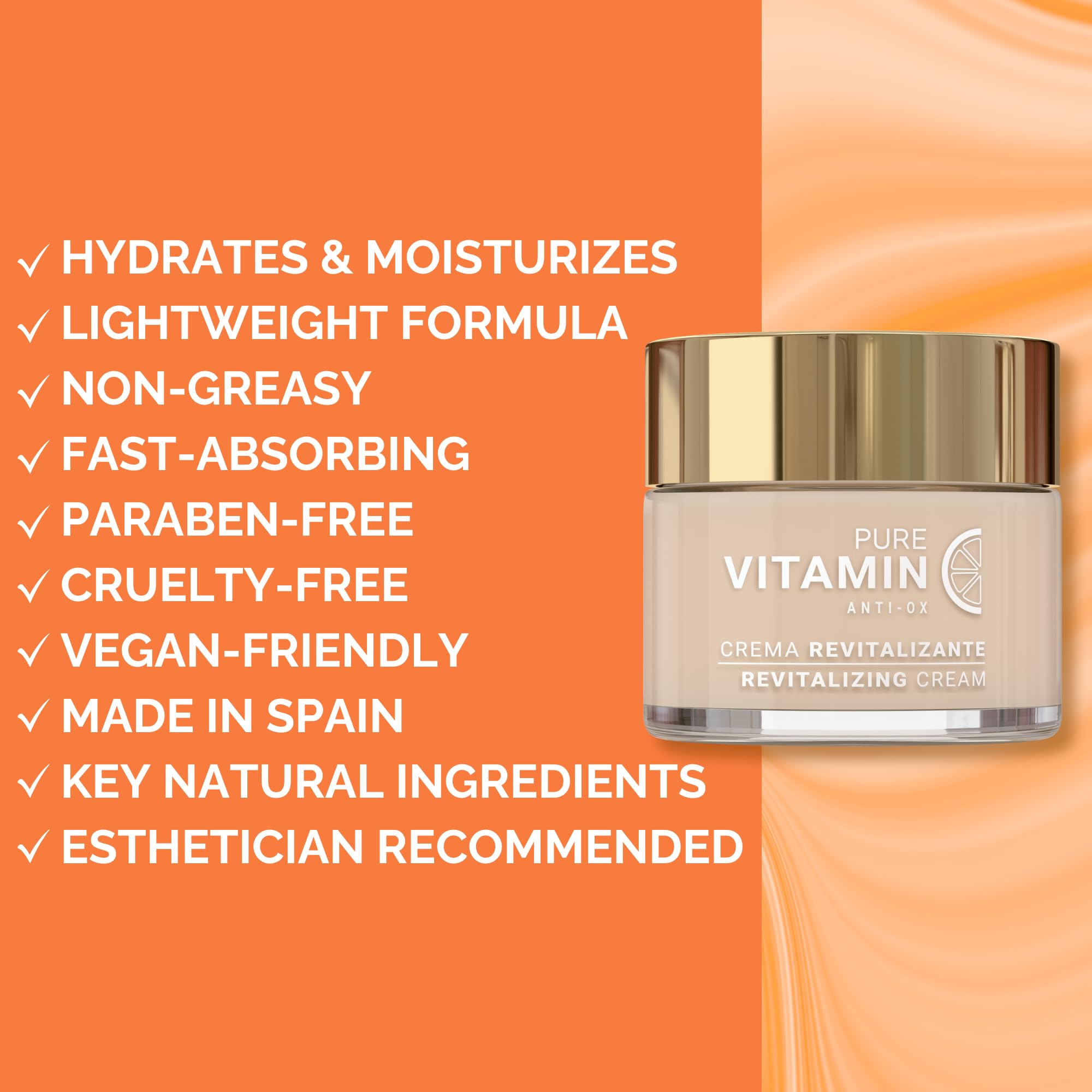 Noche Y Dia Vitamin C Face Cream applied on clean skin with smooth finish.