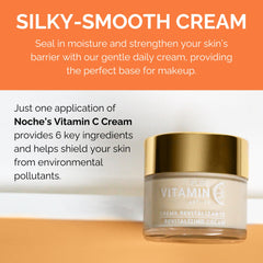 Noche Y Dia Vitamin C Cream on balanced skin for even tone over time.