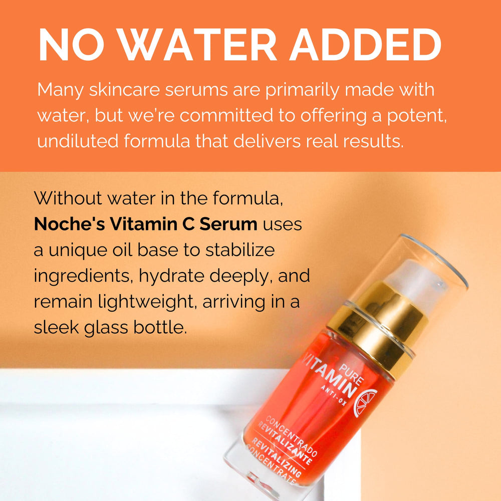 Noche Y Dia Vitamin C Serum glass bottle with cap, premium packaging.