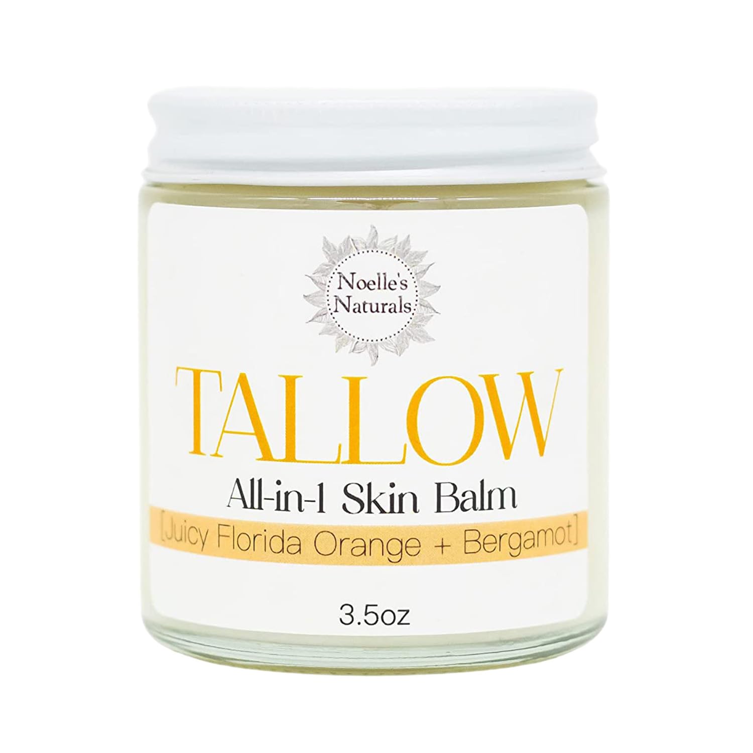 Noelle's Naturals Tallow Balm jar front, smooth moisturizing balm