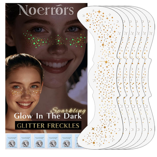 Noerrors glitter freckles tattoos daylight gold-foil shimmer.