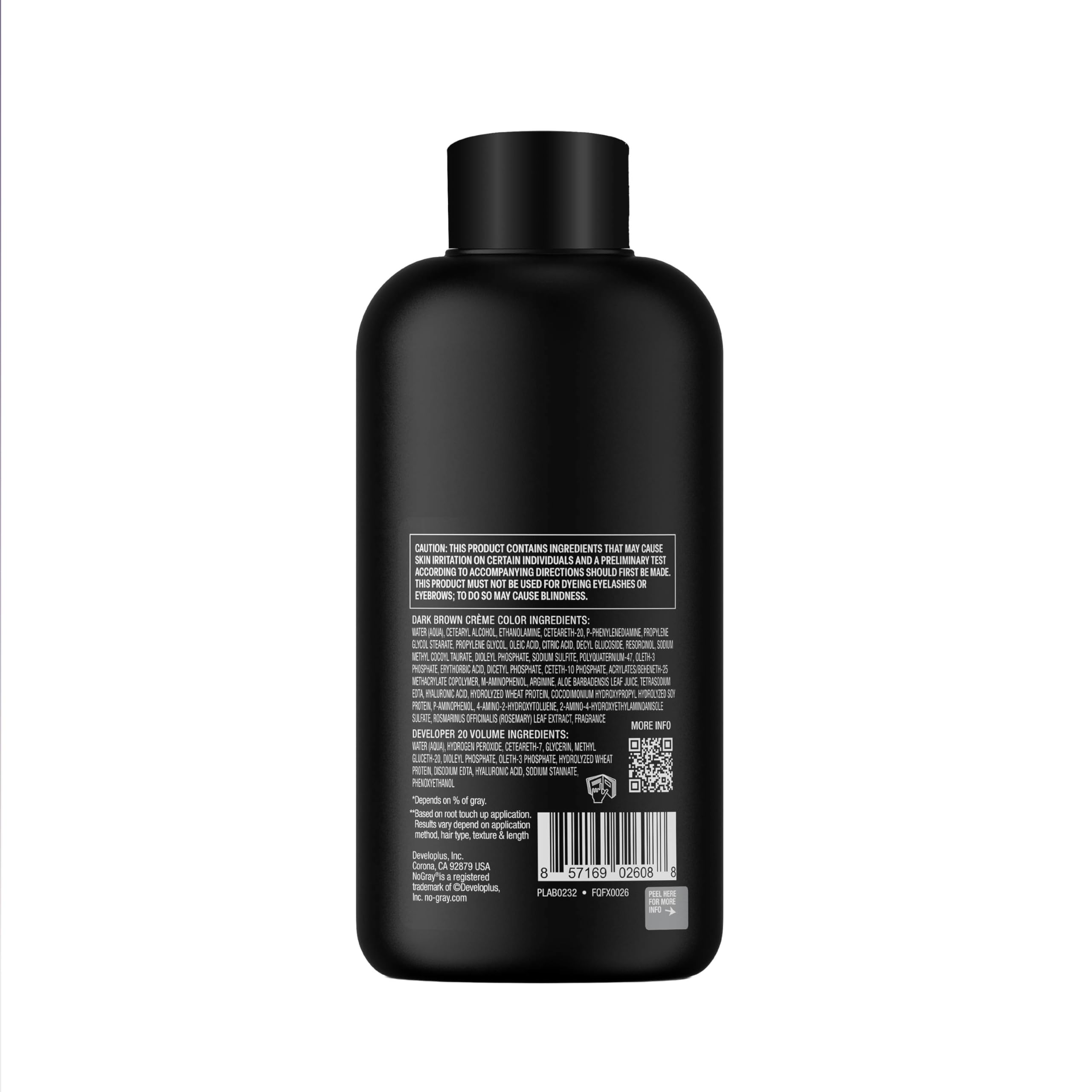 No Gray bottle and pump showing color-mix in hand.