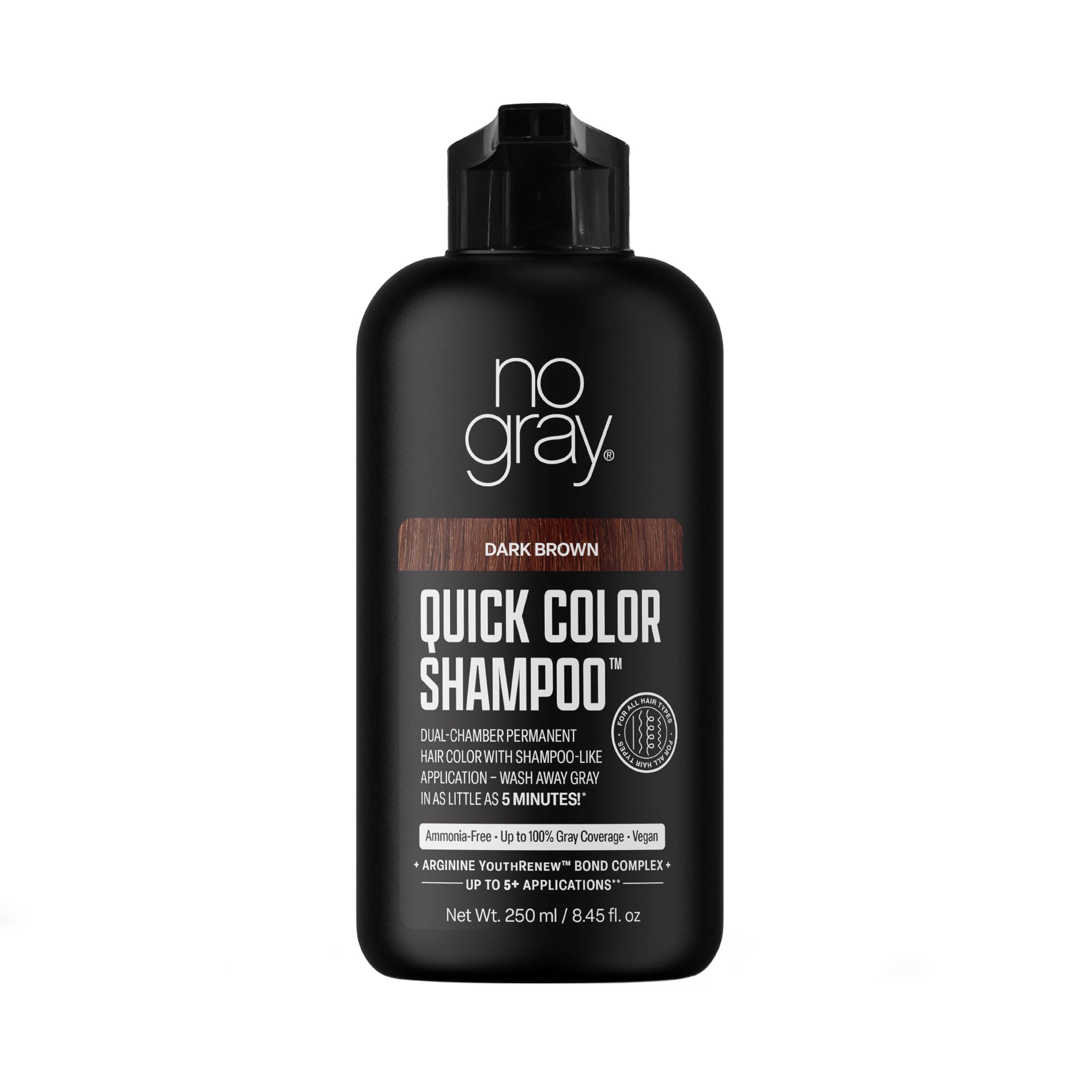No Gray Quick Color bottle with dual-chamber pump for fresh color mix.