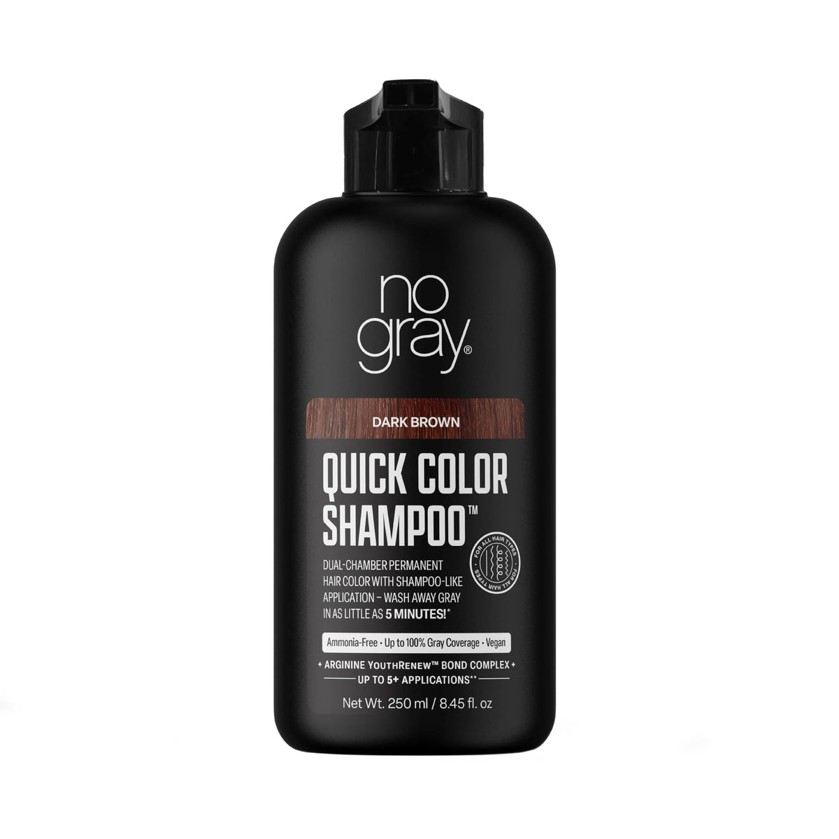 No Gray Quick Color bottle with dual-chamber pump for fresh color mix.