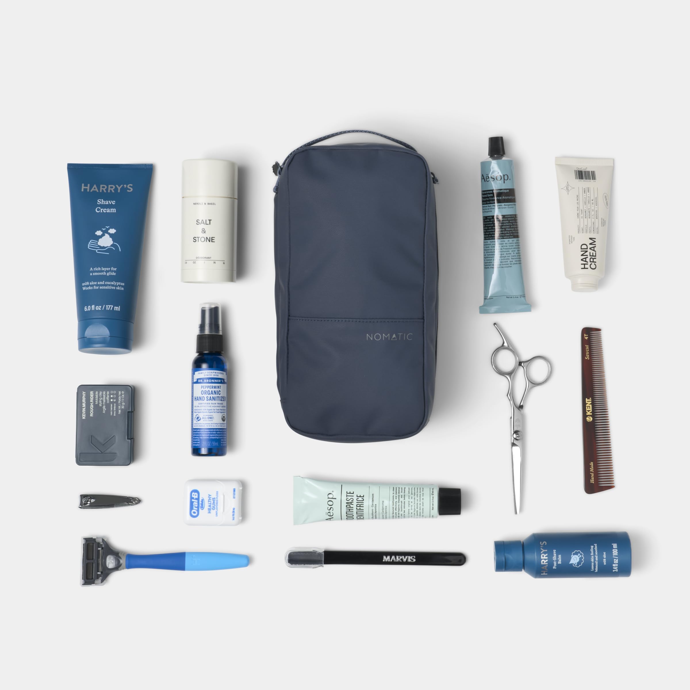 NOMATIC travel essential pouch helps keep toiletries organized for quick airport checks.