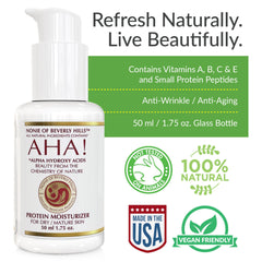 Nonie of Beverly Hills AHA Protein Moisturizer packaging box on display.