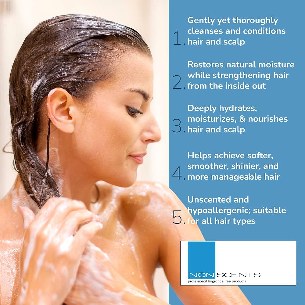 Unscented formula nourishes dry scalp and hair with moisture.