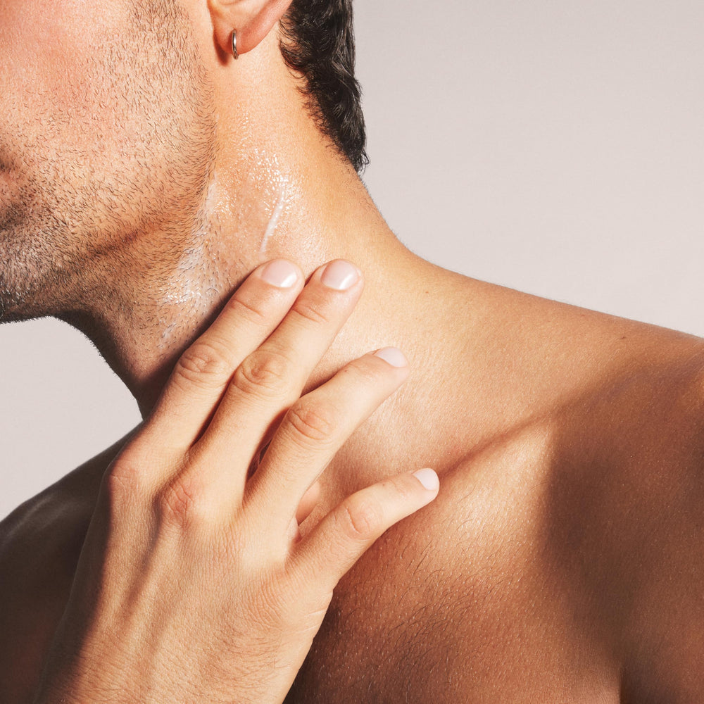 Nood Serum bottle close-up illustrating post-shave care.