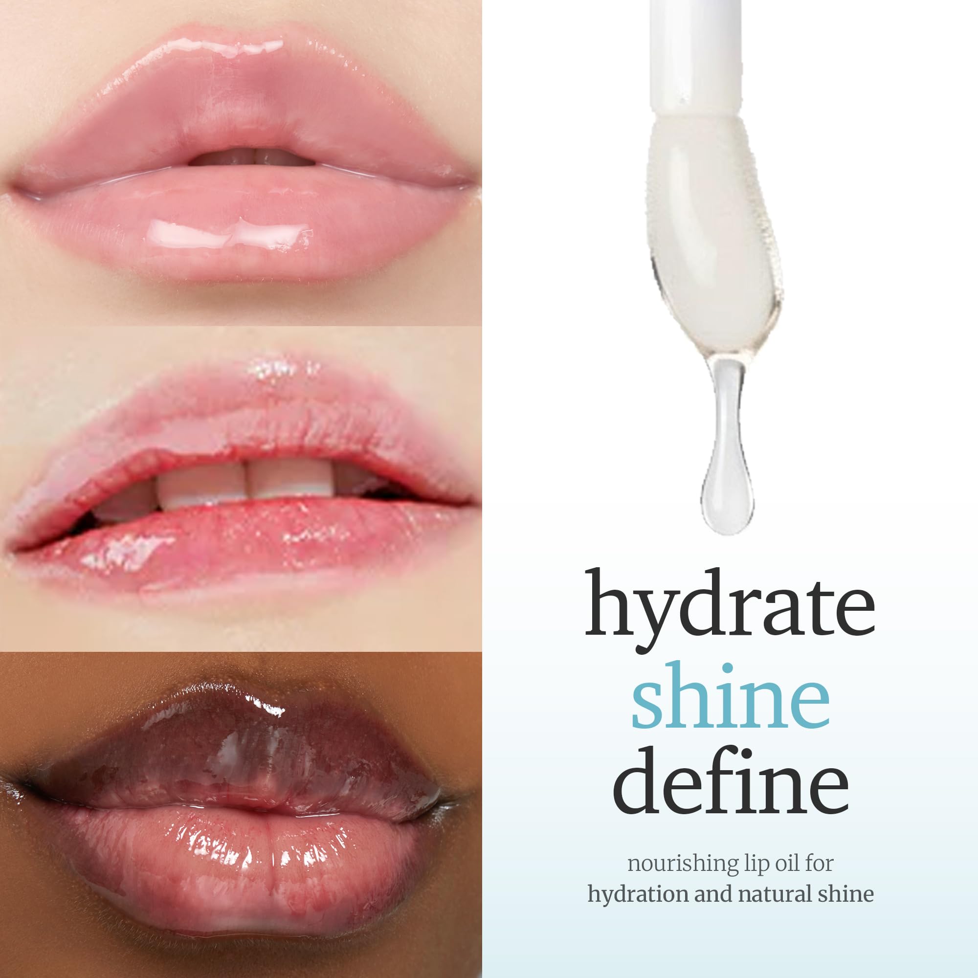 NOONI Appleclear Lip Oil hydrating sheen on lips for softer feel.