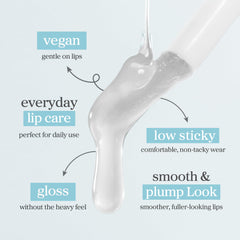 NOONI Appleclear Lip Oil moisturized lips after wear time visualization.