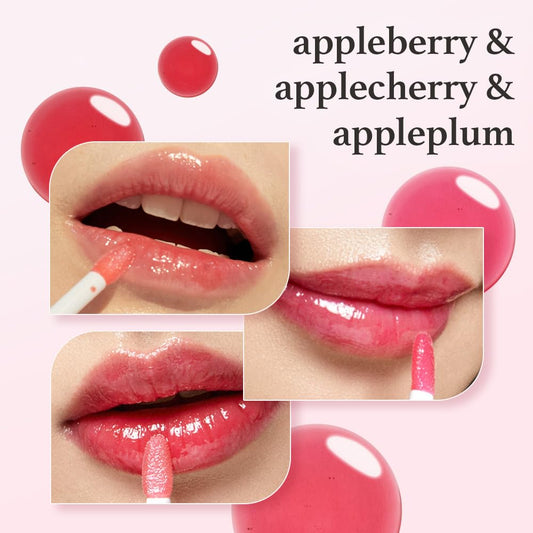 NOONI Appleberry lip oil swatch showing color and hydration