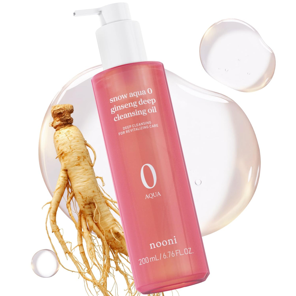 NOONI Snow Aqua 0 Ginseng Deep Cleansing Oil bottle for gentle makeup removal and pore care