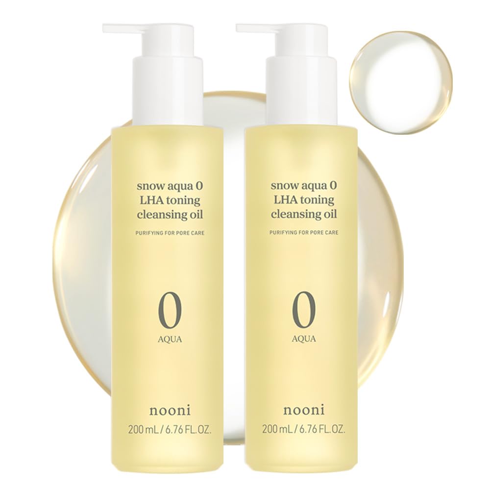 NOONI Snow Aqua 0 LHA Cleansing Oil bottle front for gentle makeup removal and pore care.
