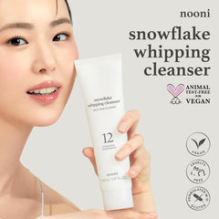 NOONI Snowflake foam texture close-up shows airy snow-like bubbles for delicate cleansing