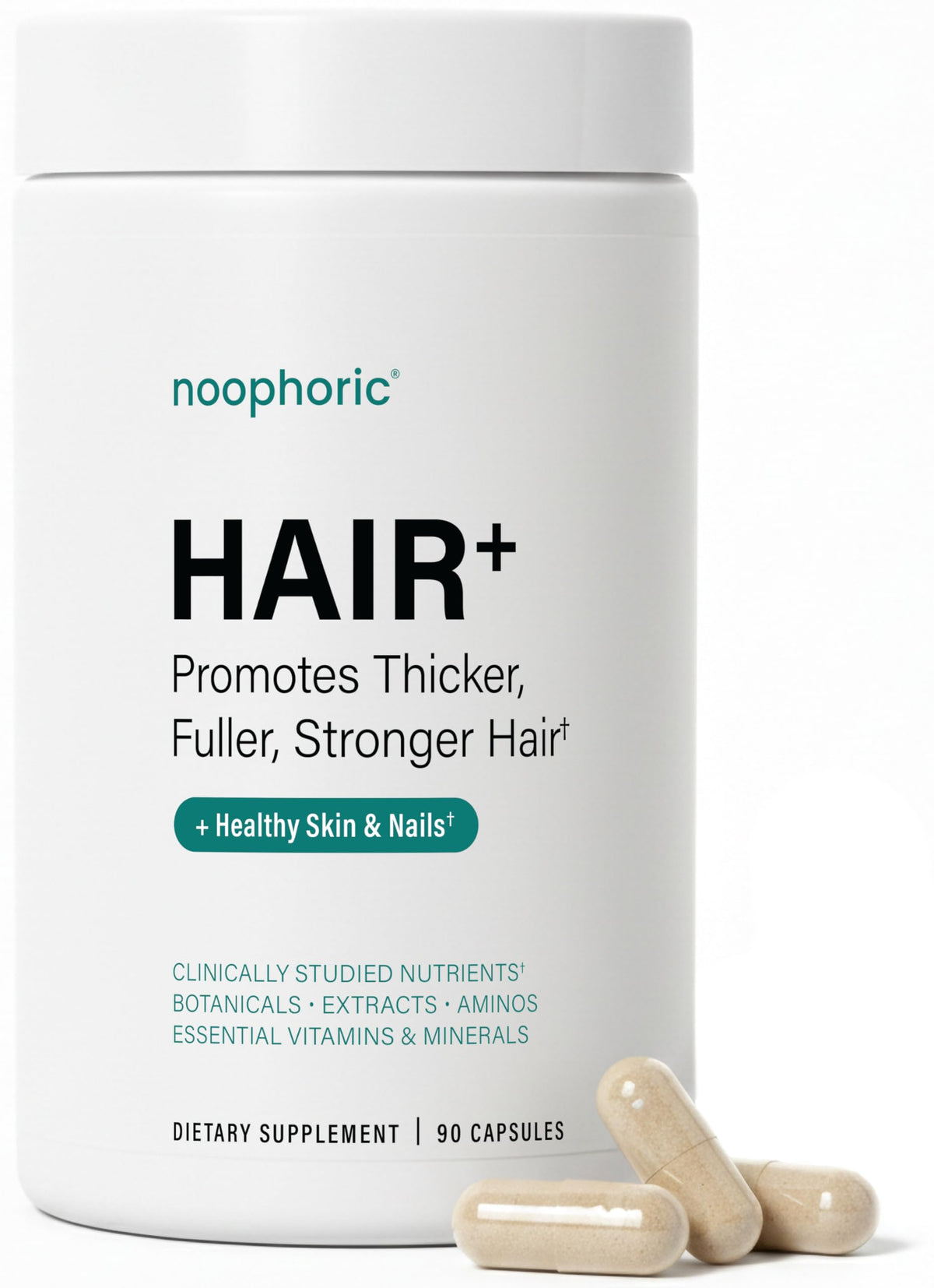 Noophoric Hair Growth Vitamins bottle promotes healthier hair