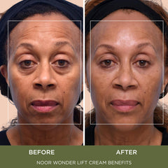 Close-up of Noor Wonder Lift Cream texture shows quick absorption.