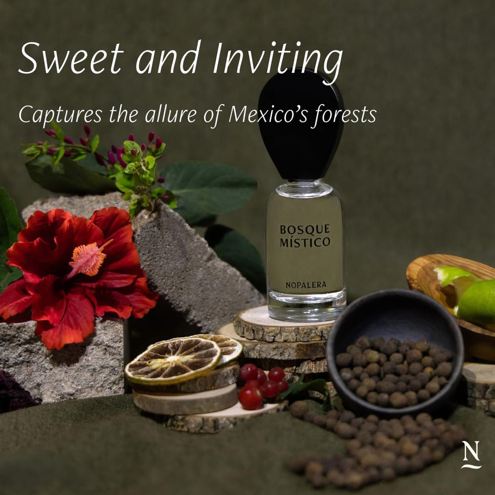 Nopalera Bosque Místico bottle back shows compact travel packaging.
