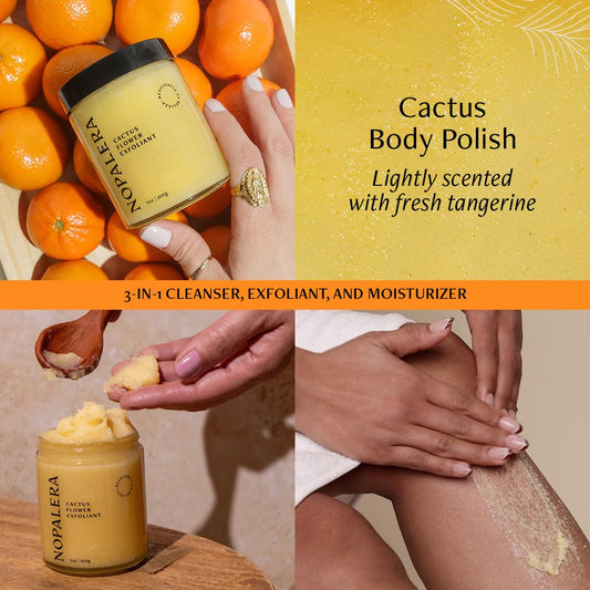 Nopalera cactus body polish Tangerine exfoliating particles reveal smoother skin