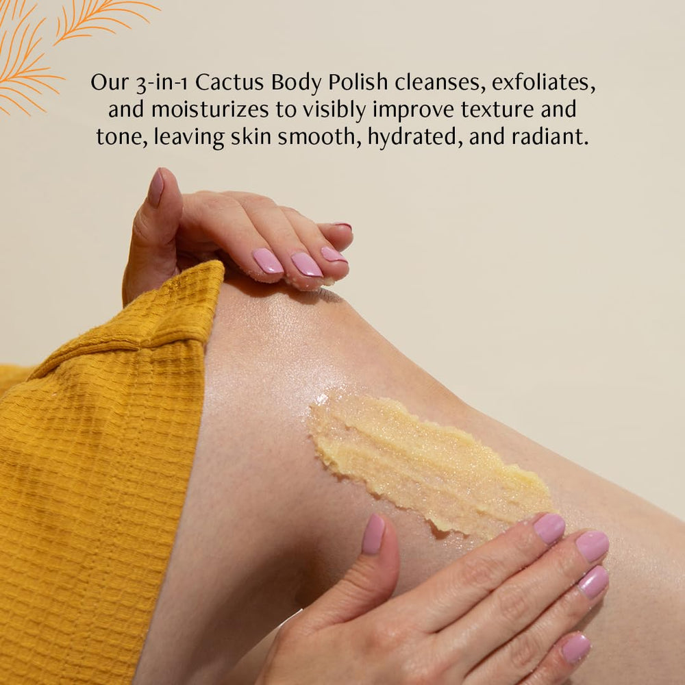 Nopalera cactus body polish Tangerine oil-swash smooth application