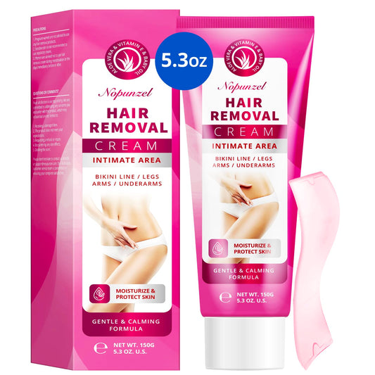NOPUNZEL hair removal cream packaging for convenient at-home grooming.