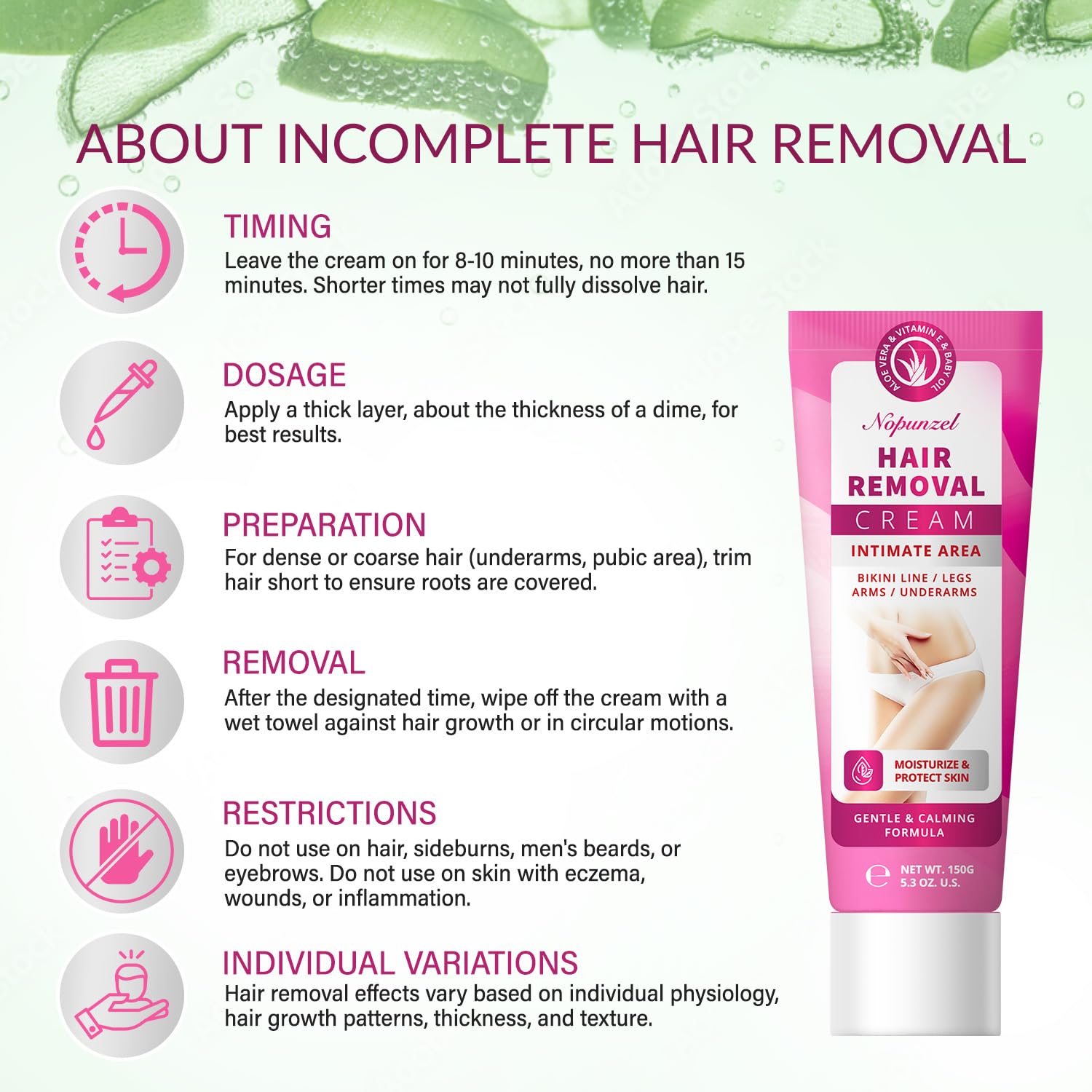 NOPUNZEL after-use skin feels smooth with longer-lasting results.