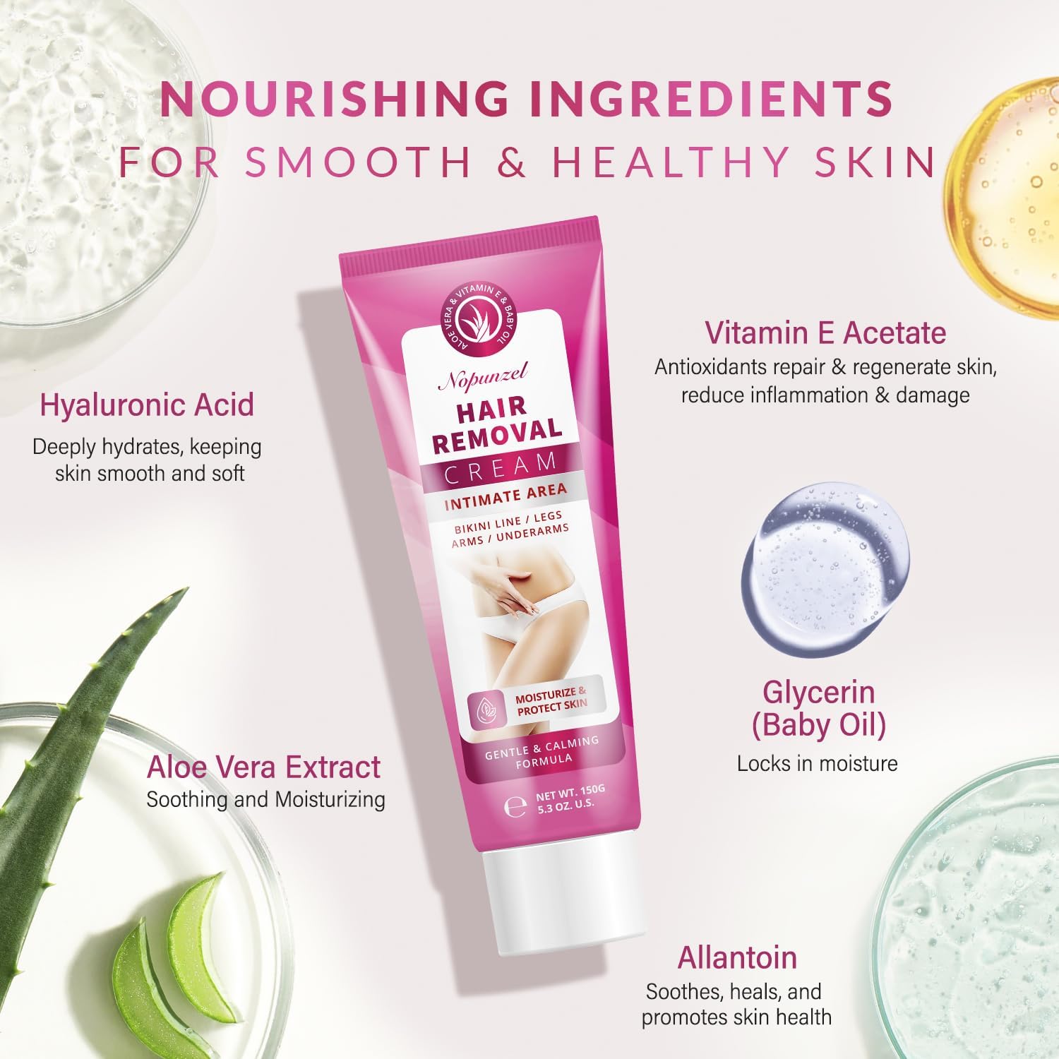NOPUNZEL underarms use highlights smooth skin with no irritation.