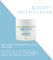 Noravite Botolift moisturizing glow shows a dewy finish after morning use