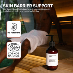 Nordisk Element Body Serum for Men ingredients close-up highlights hyaluronic acid.