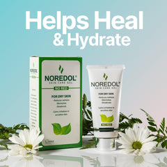 Noredol badge indicating dermatologist-origin and science-led development.