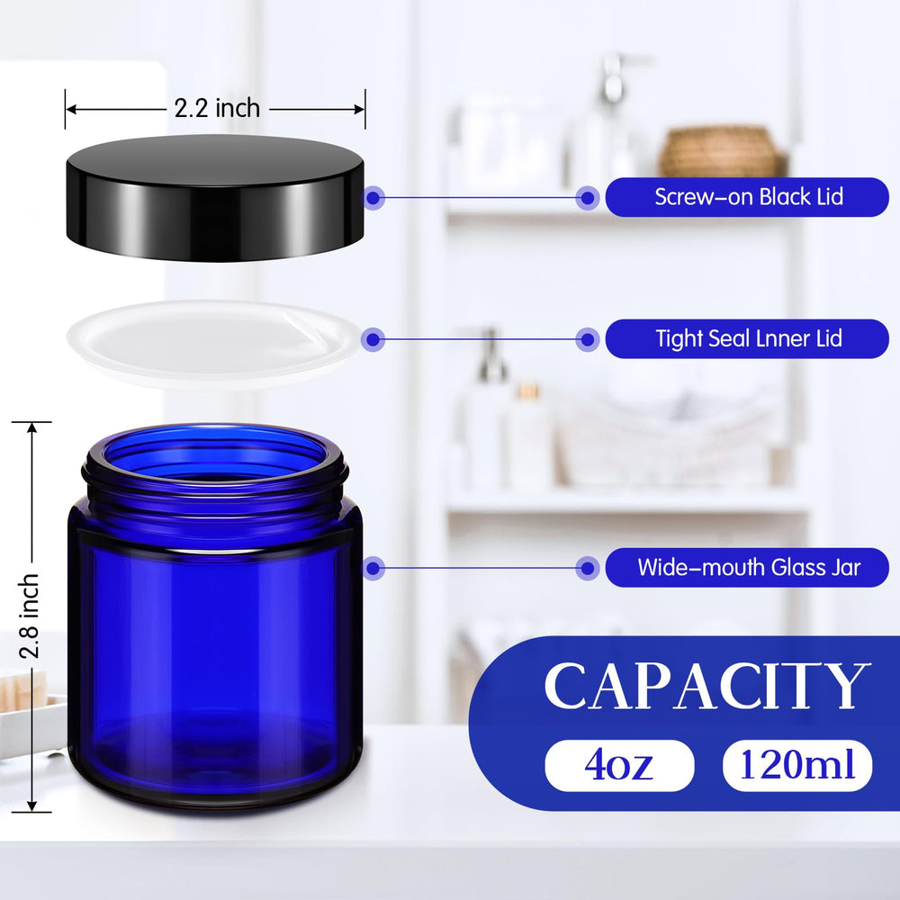 Norme black glass jar with lid for creams and balms