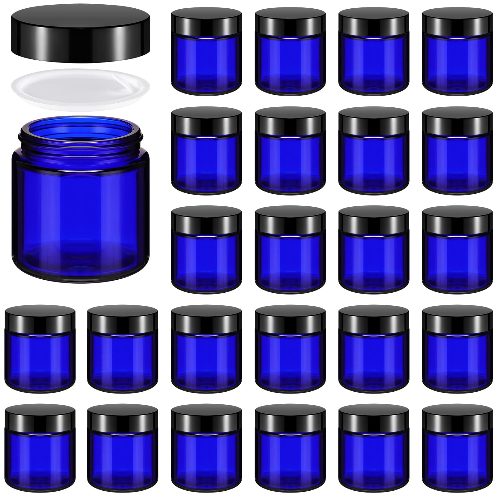 Norme blue glass jar with lid for cosmetics storage and travel