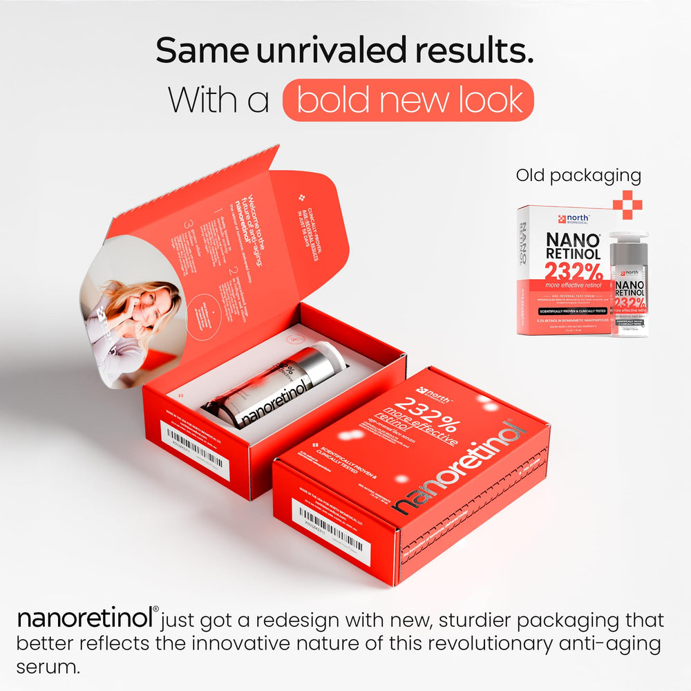 North Biomedical Nanoretinol after-use skin close-up hints at a calmer tone.