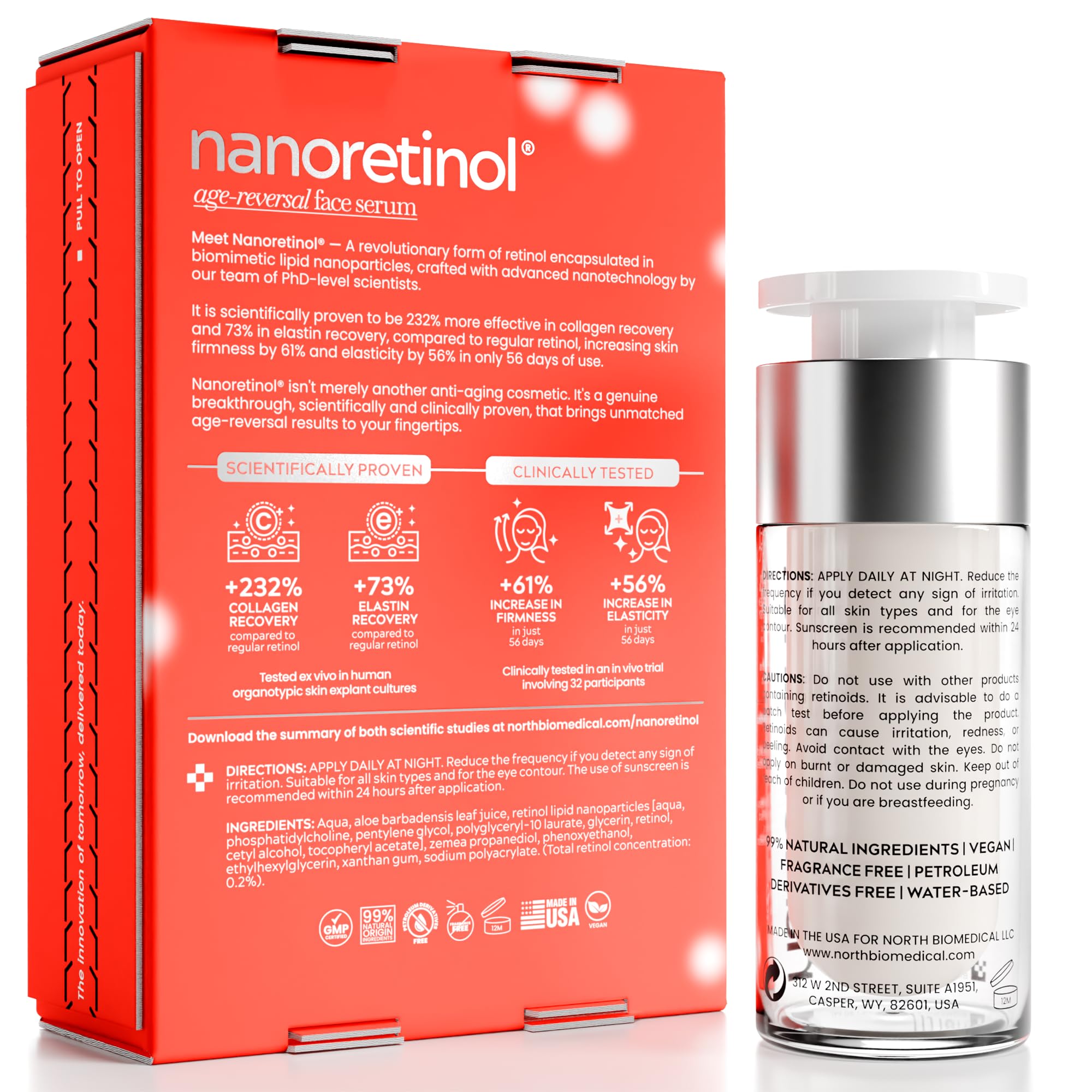 North Biomedical Nanoretinol eye contour cream demonstrates precision packaging for delicate eye area.