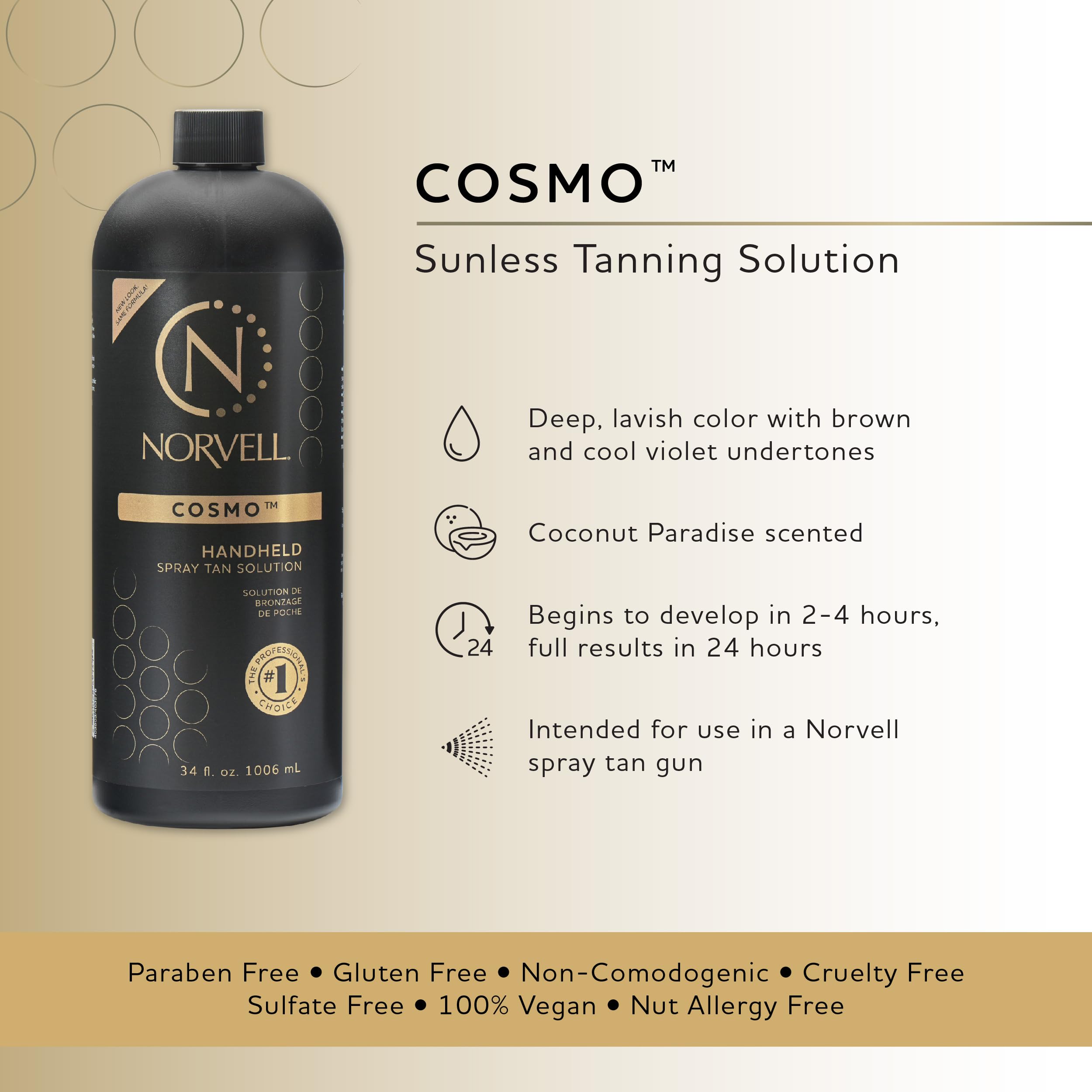 Norvell Cosmo spray application demonstrating even coverage for a sun-kissed look
