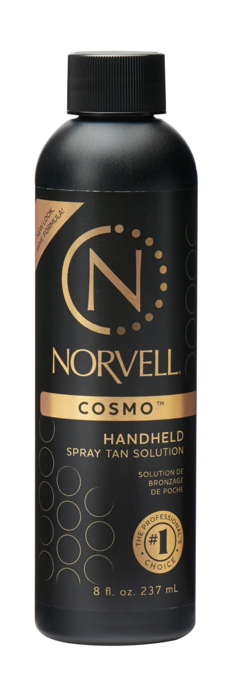 Norvell Cosmo 8oz bottle showing ready-to-use professional spray tan for a natural bronze glow