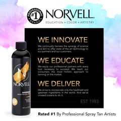 Norvell Cosmo spray tan color-bronze displays warm undertones with a violet brown tint