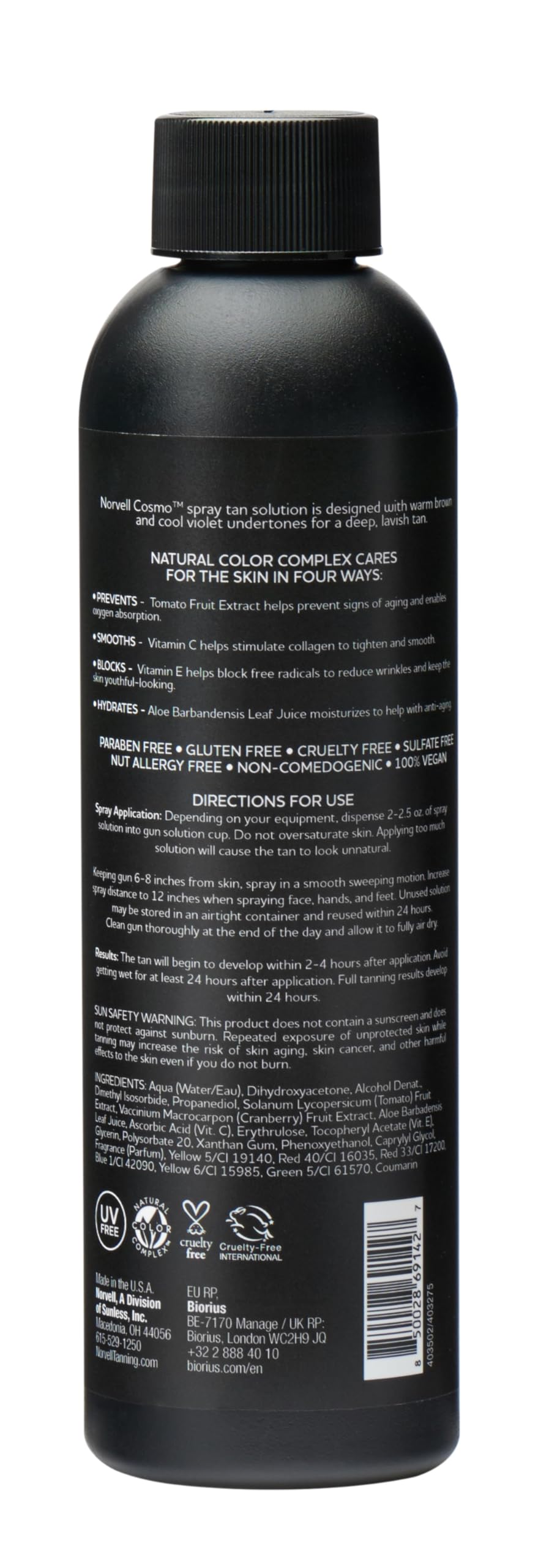 Norvell Cosmo spray tan demonstrates smooth coverage on shoulders and legs