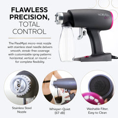 FlexiMyst sprayhead delivering a flawless, adjustable spray pattern.