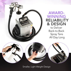 Lightweight, durable design ideal for road work and back-to-back spray sessions in salons.