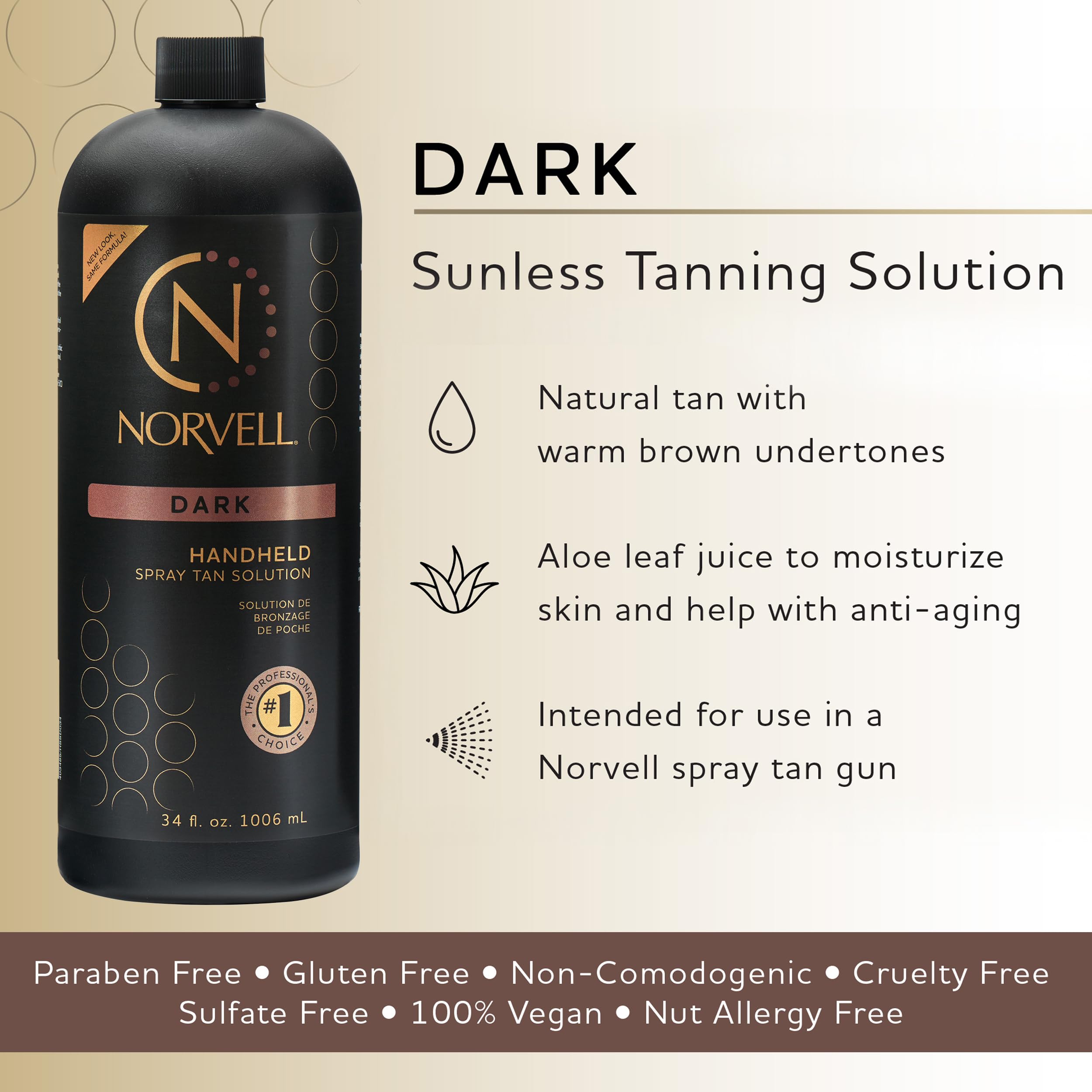 Norvell Premium spray tan bottle with nozzle for smooth, even coverage