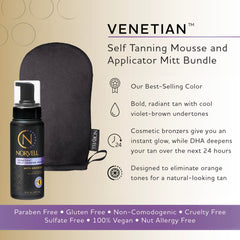 Norvell Venetian bronzer-toned mousse showing natural color without orange tones.