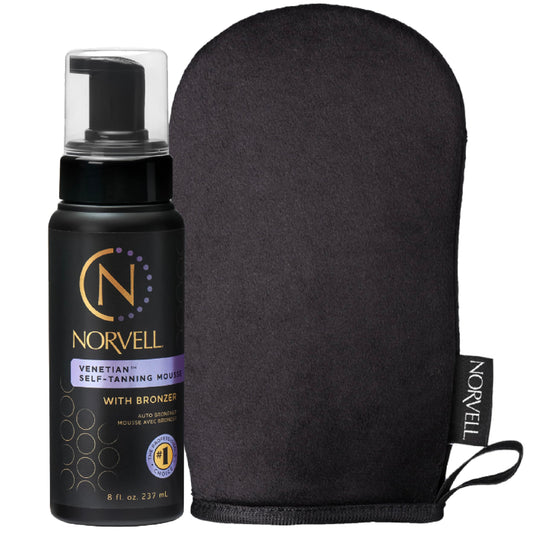 Norvell Venetian self tanning mousse bottle with bronzer for instant glow.